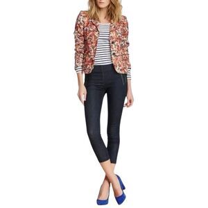 J BRAND Katrine Front Zipper Detail Cropped Capri Denim Jeans